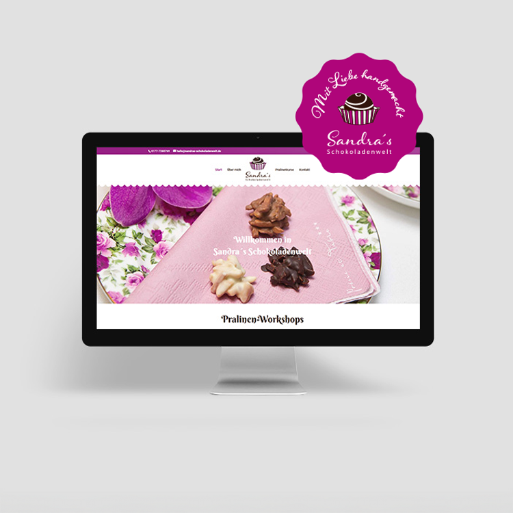 Webdesign / Grafikdesign für Pralinen-Workshops, Visitenkarten, Logo, Gutscheine, Briefbogen